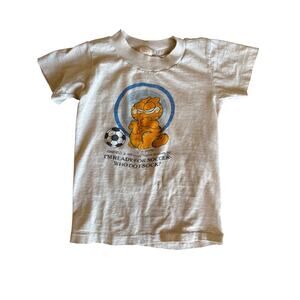 VTG ‘78 Garfield Jim Davis USA Made Single Stitched Sneakers Tag Youth S 6-8 Tan